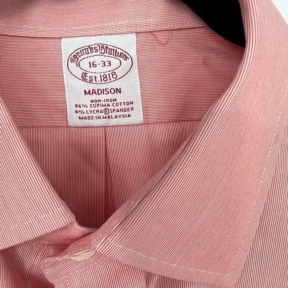 Brooks Brothers Madison Fit Micro Striped Relaxed Fit Non Iron Dress Shirt NWT - Picture 3 of 6